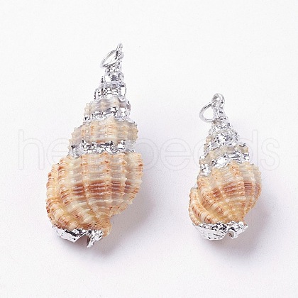 Electroplate Spiral Shell Pendants BSHE-L036-12-1