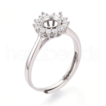 Rhodium Plated 925 Sterling Silver Micro Pave Cubic Zirconia Solitaire Ring Settings STER-T008-18P-1