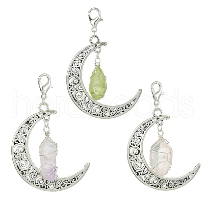 Hollow Moon Alloy Pendant Decoration HJEW-TA00097-1