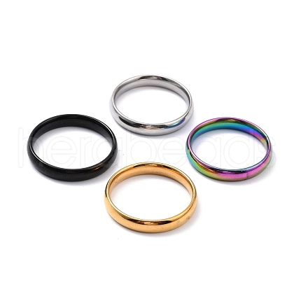 Ion Plating(IP) 304 Stainless Steel Simple Plain Band Finger Ring for Women RJEW-B036-09-1