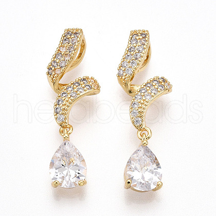 Brass Micro Pave Cubic Zirconia Pendants KK-T070-65A-1