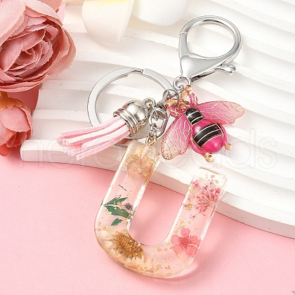 Resin & Acrylic & Faux Suede Tassel Keychain KEYC-YW00125-21-1