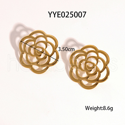 Stainless Steel Hollow Rose Stud Earrings for Women DE4974-3-1