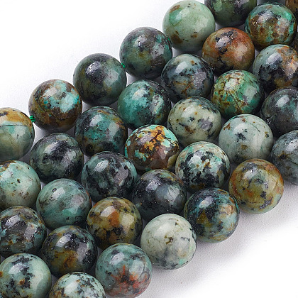 Natural African Turquoise(Jasper) Beads Strands X-TURQ-G037-10mm-1
