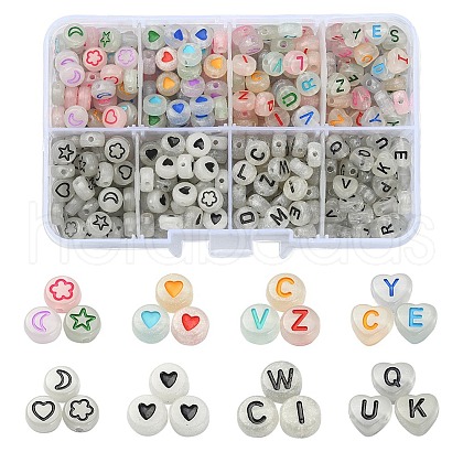 480Pcs 8 Style Luminous Acrylic Beads MACR-YW0002-11-1