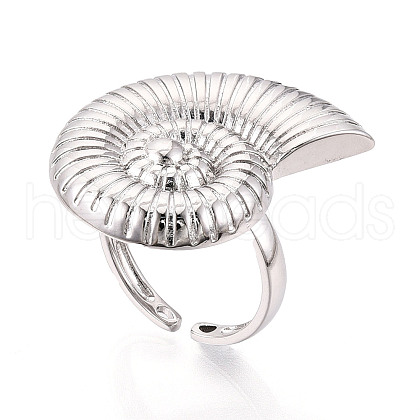 Brass Adjustable Open Cuff Rings for Women RJEW-N051-01A-P-1
