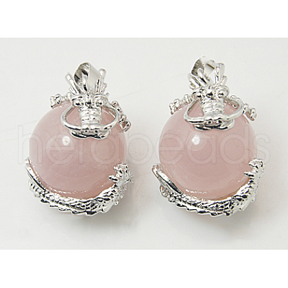 Natural Rose Quartz Pendants G-H1527-6-1