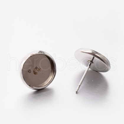 Non-Tarnish 304 Stainless Steel Post Stud Earring Settings X-STAS-E074-14-1