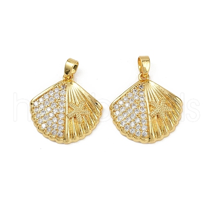 Brass Micro Pave Cubic Zirconia Pendants KK-C093-07G-1