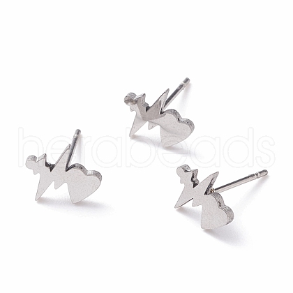 Unisex 304 Stainless Steel Stud Earrings EJEW-E254-06P-1