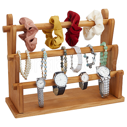 Three Layers T-Bar Wood Bracelet Organizer Display Stands BDIS-WH0011-04-1