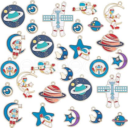 SUPERFINDINGS 12Pcs 6 Style Brass Enamel Pendants KK-FH0002-81-1