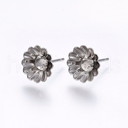 Non-Tarnish 201 Stainless Steel Stud Earring Settings STAS-I095-11P-1