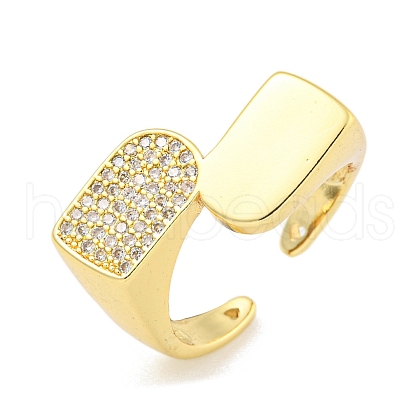 Clear Cubic Zirconia Bypass Arch Open Cuff Ring RJEW-L121-007G-1