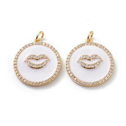 Brass Micro Pave Clear Cubic Zirconia Pendants ZIRC-Z008-13G-1