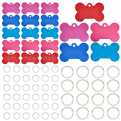 SOFPLATE 40Pcs 5 Colors Pet Aluminium Pendants FIND-SP0002-44-1