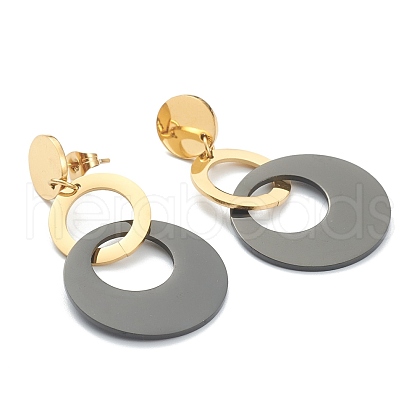 Ion Plating(IP) 304 Stainless Steel Dangle Stud Earrings EJEW-P190-08G-1