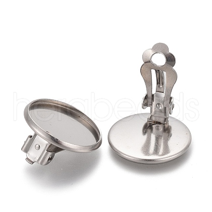 Non-Tarnish 304 Stainless Steel Clip-on Earring Setting X-STAS-P249-23D-P-1