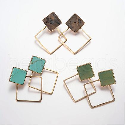 Natural & Synthetic Mixed Stone Ear Studs EJEW-G148-B-1