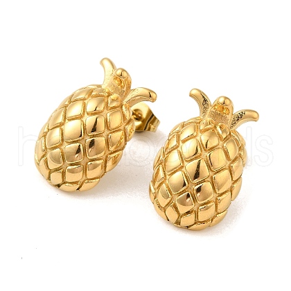 Pineapple 304 Stainless Steel Stud Earrings for Women EJEW-U003-21G-1