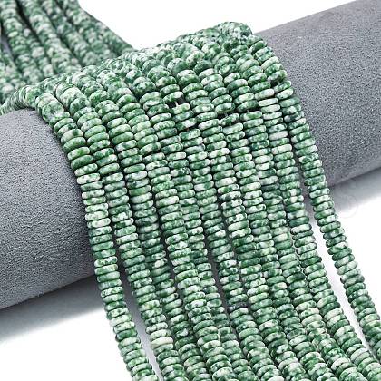 Frosted Natural Green Spot Jasper Beads Strands G-K389-C41-01-1