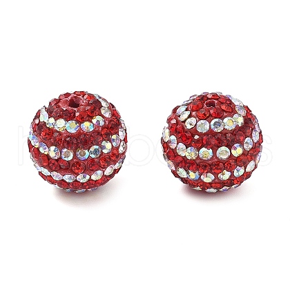 Stripe Pattern Polymer Clay Rhinestone Beads CLAY-NH0001-01H-1