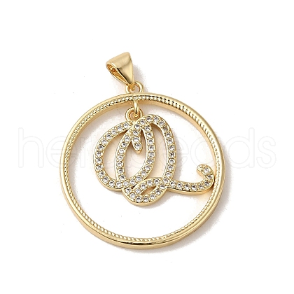 Brass Micro Pave Cubic Zirconia Pendants KK-C058-12A-G-1