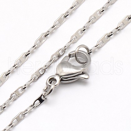 Tarnish Resistant Trendy Unisex 304 Stainless Steel Rectangle Link Chain Necklaces NJEW-M058-A-02-1