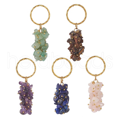 Natural Gemstone Chips Pendant Keychain KEYC-JKC00434-1