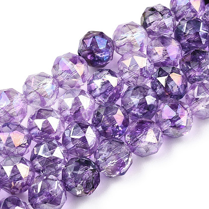 Transparent Electroplate Glass Beads Strands X-EGLA-N006-077E-1
