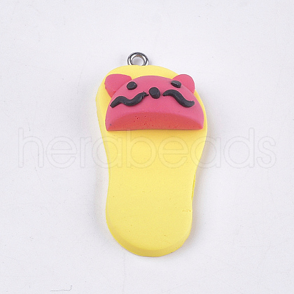 Handmade Polymer Clay Kitten Pendants CLAY-S093-04G-1