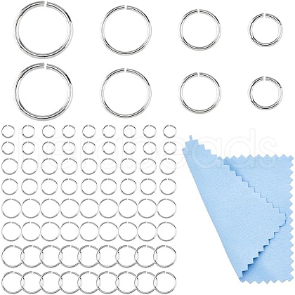 DICOSMETIC 80Pcs 4 Styles 925 Sterling Silver Open Jump Rings STER-DC0001-52S-1