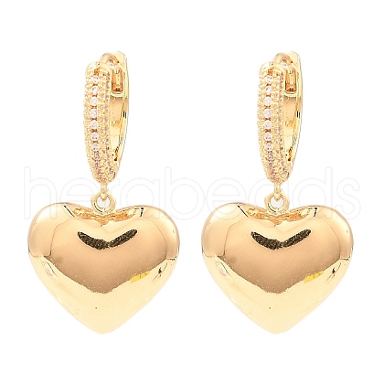 Brass with Cubic Zirconia Dangle Hoop Earrings EJEW-G362-02KCG-1