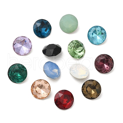 Pointed Back & Back Plated Glass Rhinestone Cabochons GLAA-B012-60B-1