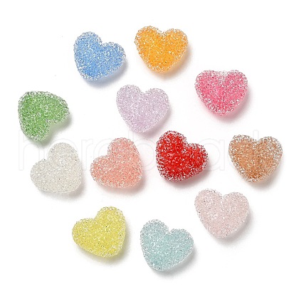 Drusy Heart Resin Rhinestone Beads RESI-C038-01-1