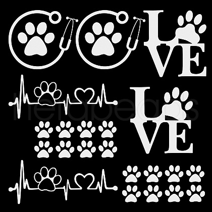 Gorgecraft 8 Sheets 4 Style Waterproof Heart & Bear Paw Pattern PET Car Decals Stickers STIC-GF0001-03B-1