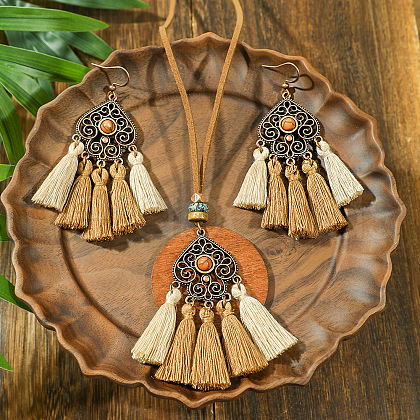 Bohemian Style Alloy & Wood Jewelry Set FS-WG3D99C-05-1