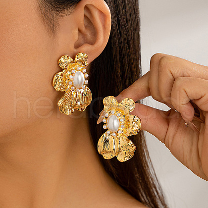 Flower Alloy Stud Earrings FS-WG95854-10-1