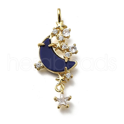 Brass Micro Pave Cubic Zirconia Pendants KK-C090-03G-1