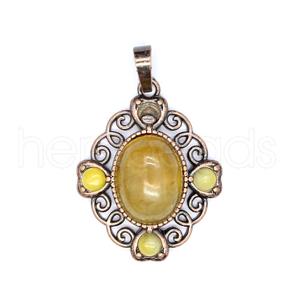Retro Hollow Natural Topaz Jade Pendants PW-WG7B8C5-02-1