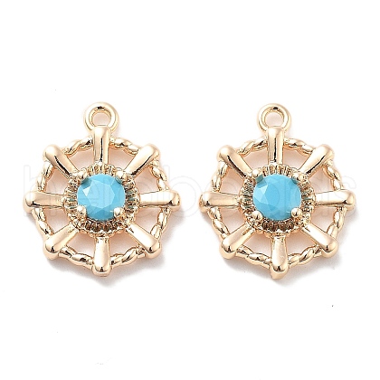 Brass Glass Pendants KK-M102-33G-02-1