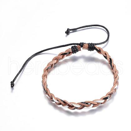 Adjustable Braided Leather Cord Bracelets BJEW-P099-21D-1