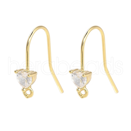 Brass Micro Pave Cubic Zirconia Earrings Findings EJEW-B063-05G-05-1
