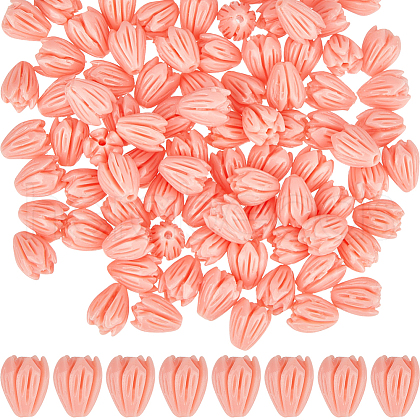 SUNNYCLUE 100Pcs Dyed Synthetic Coral Beads CORA-SC0001-03B-1