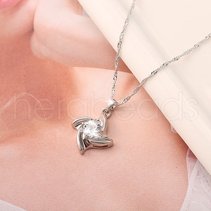 Zinc Alloy Pave Clear Cubic Zirconia Pendant Necklaces for Women FS-WGB158F-09-1