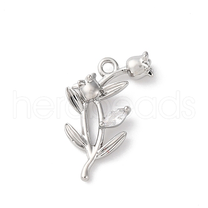 Brass Pave Clear Cubic Zirconia Pendants KK-V016-02P-1