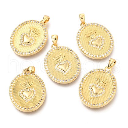 Brass Micro Pave Clear Cubic Zirconia Pendants ZIRC-O036-33G-1