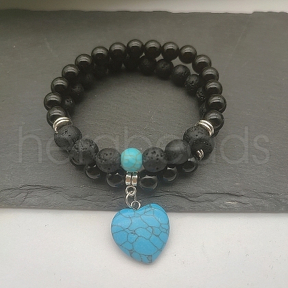 Natural TaiWan Jade Heart Charm Bracelets BP5202-2-1