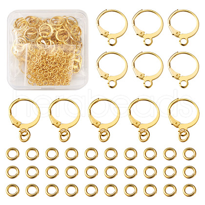 Brass Huggie Hoop Earring Findings & Open Jump Rings KK-TA0007-83G-1