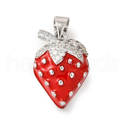 Brass Micro Pave Clear Cubic Zirconia with Enamel Pendants KK-G529-04P-1
